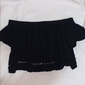 Black off-the-shoulder crop top